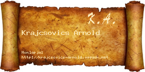 Krajcsovics Arnold névjegykártya