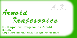 arnold krajcsovics business card